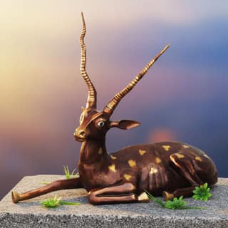 Brass Reindeer Decorative Showpiece Statue for Festive & Home Decor, Height : 30 Inch (ANMAS189 A)