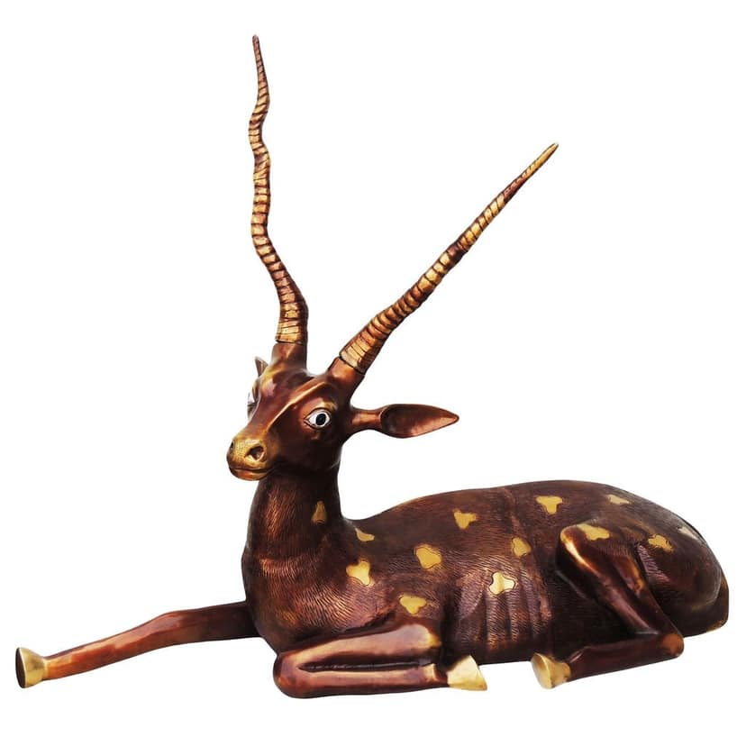 Brass Reindeer Decorative Showpiece Statue for Festive & Home Decor, Height : 30 Inch (ANMAS189 A) view 2