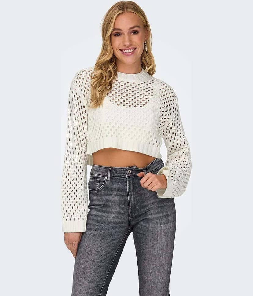 kotty Women Cotton Blend High Neck Sweater Vest ( White )