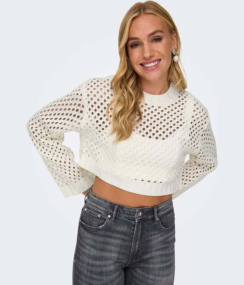kotty Women Cotton Blend High Neck Sweater Vest ( White ) view 2
