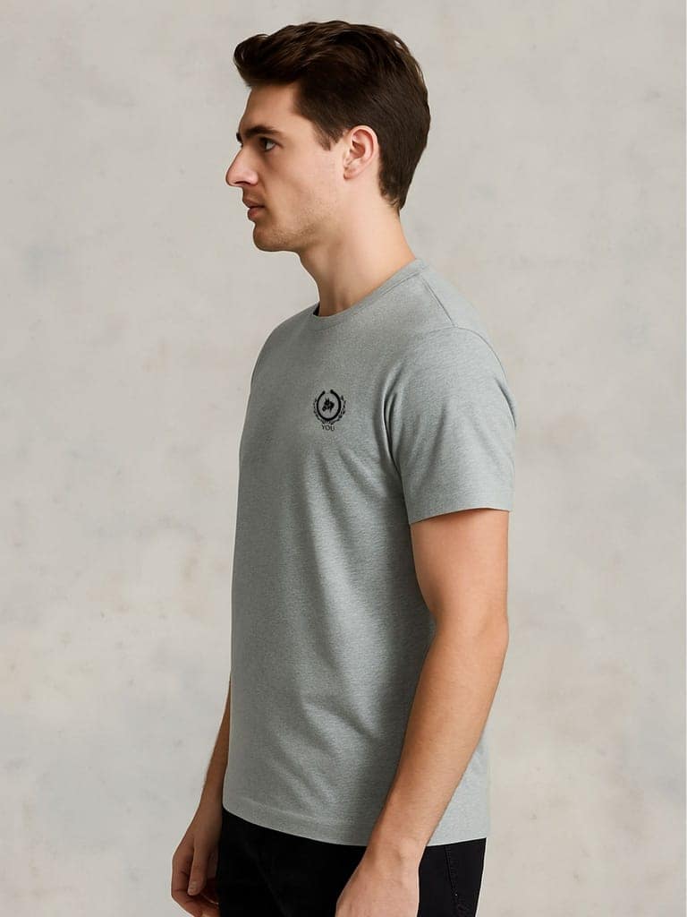 Cotton Grey Mélange Round neck T-Shirt