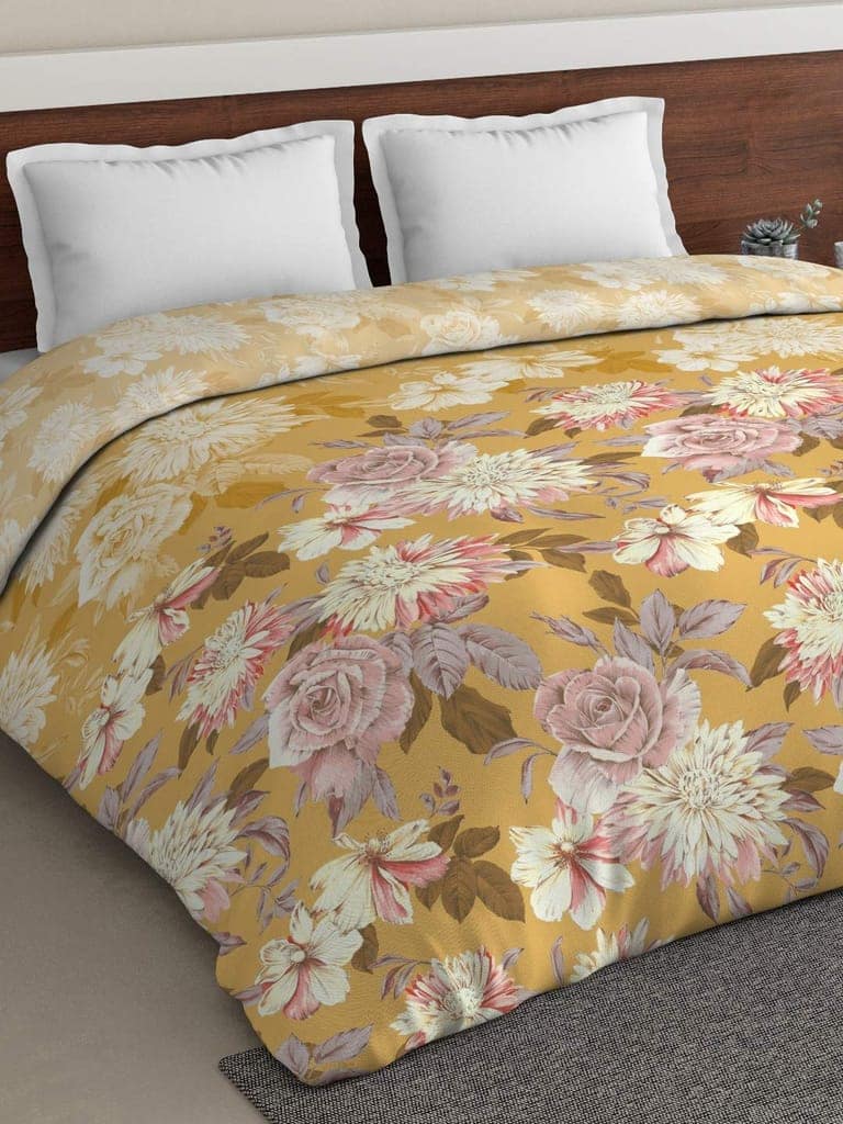 DDECOR - Vista Collection 100% Cotton Floral Pattern 144TC Double Duvet Cover|229 CM X 274 CM| - Yellow view 2