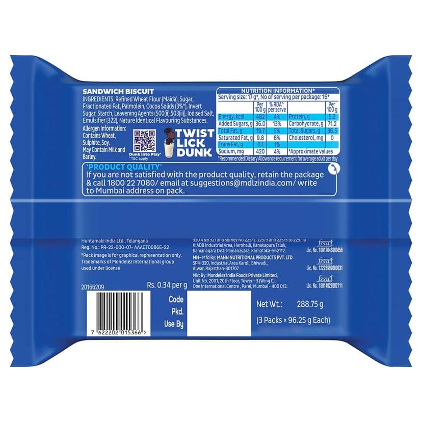 Cadbury Oreo Chocolatey Sandwich Biscuits - Choco Creme, 275 gms Combo view 2
