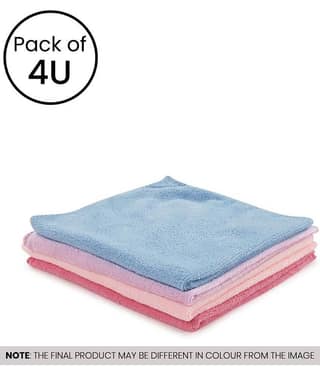 Mahek Accessories 260 GSM Microfiber Cloth For Car and Motorbike Cleaning Automobile Car accessories ( Pack of 4) - Assorted Color 40x40 cms