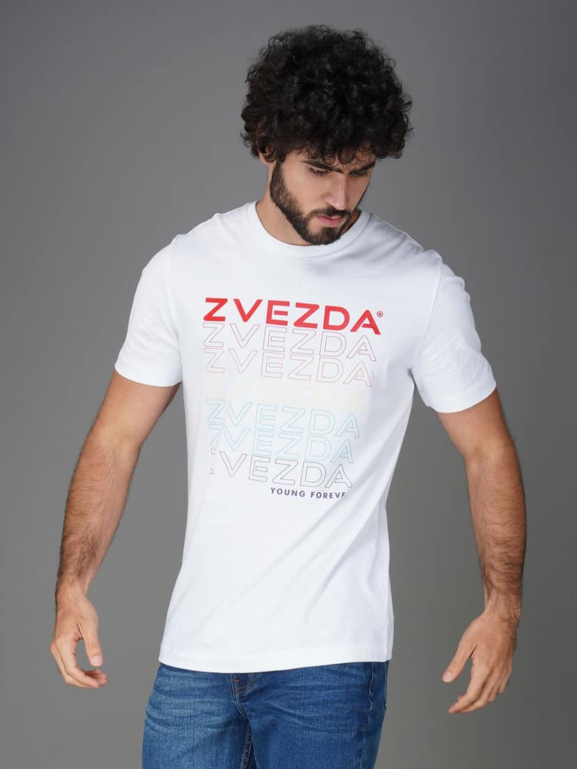 Men's Cotton Branded Tee Euro Fit White view 3