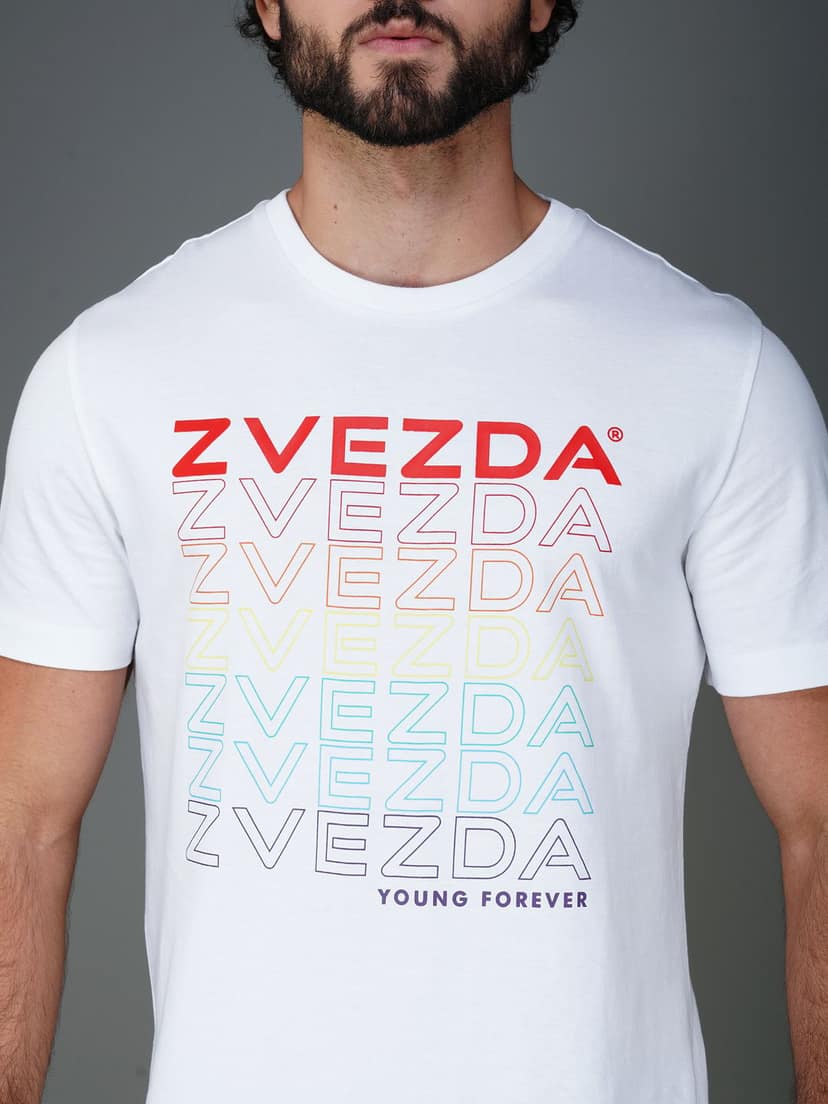 Men's Cotton Branded Tee Euro Fit White view 4