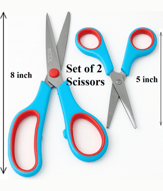 Set of 2, Small stainless steel scissors for stationery paper cutting kitchen home household office multi purpose uses, men moustache beard nose hair trim seasor sizzer kenchi sissor caesar scizzor sisscors kaichi siccor kechi ceaser scisor chesar cizer