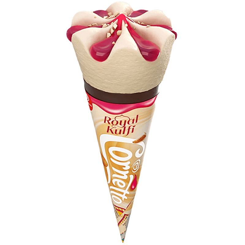 Kwality Walls Cornetto - Royal Kulfi, Filled With Rose Sauce & Almonds, 105 Ml