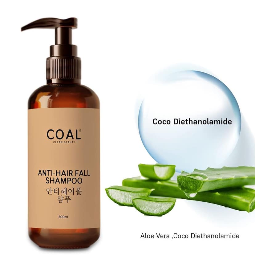 COAL Clean Beauty Anti-Hair Fall Shampoo with Aloe Vera Gel & Vitamin B5 | Deeply Cleanses, Reduces Hairfall & Adds Shine | Men & Women | All Hair Types | 500ml view 5