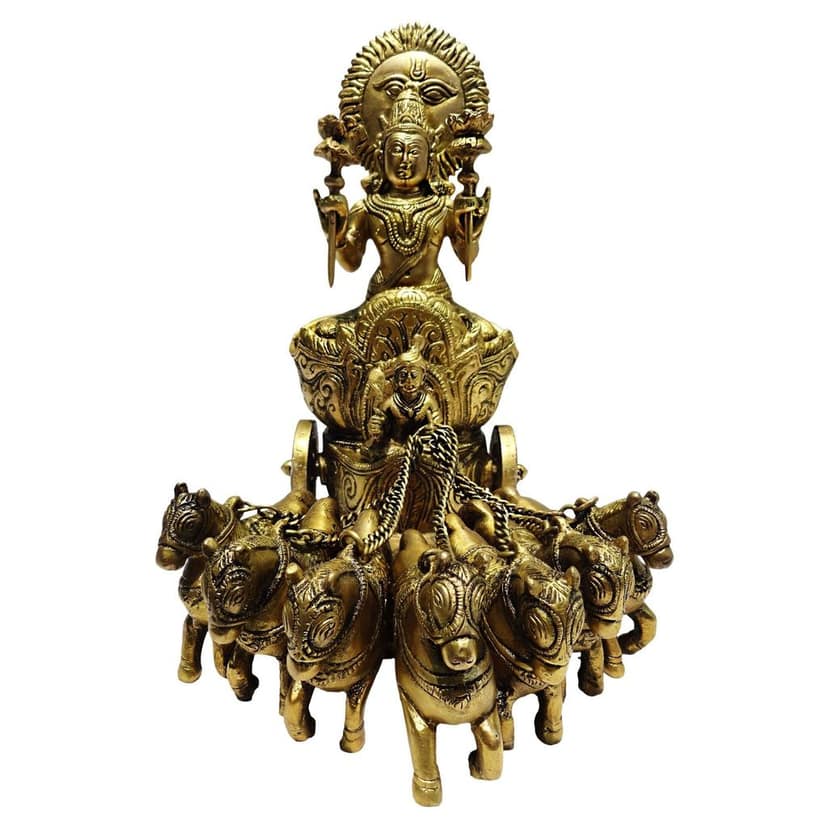 Brass Showpiece Arjun Rath Statue | Handcrafted Mahabharata Arjun Rath Idol for Home, Temple & Decor, Height : 11 Inch (BSMAS191) view 2