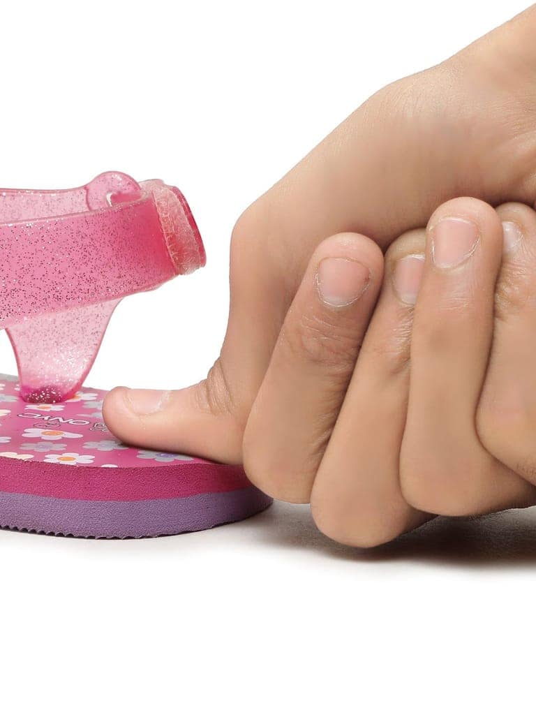 Premium Flower Jellies Flip-flops With Glitter- Purple (Girls) view 6