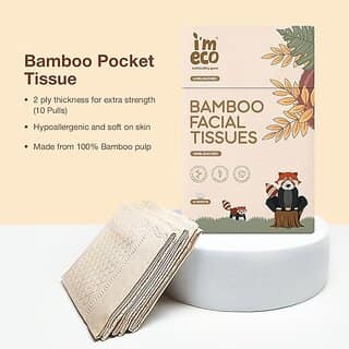 IMECO Bamboo Pocket Tissues (2 Ply 10 Pulls x Pack of 4), Ultra Soft Facial Tissue view 2