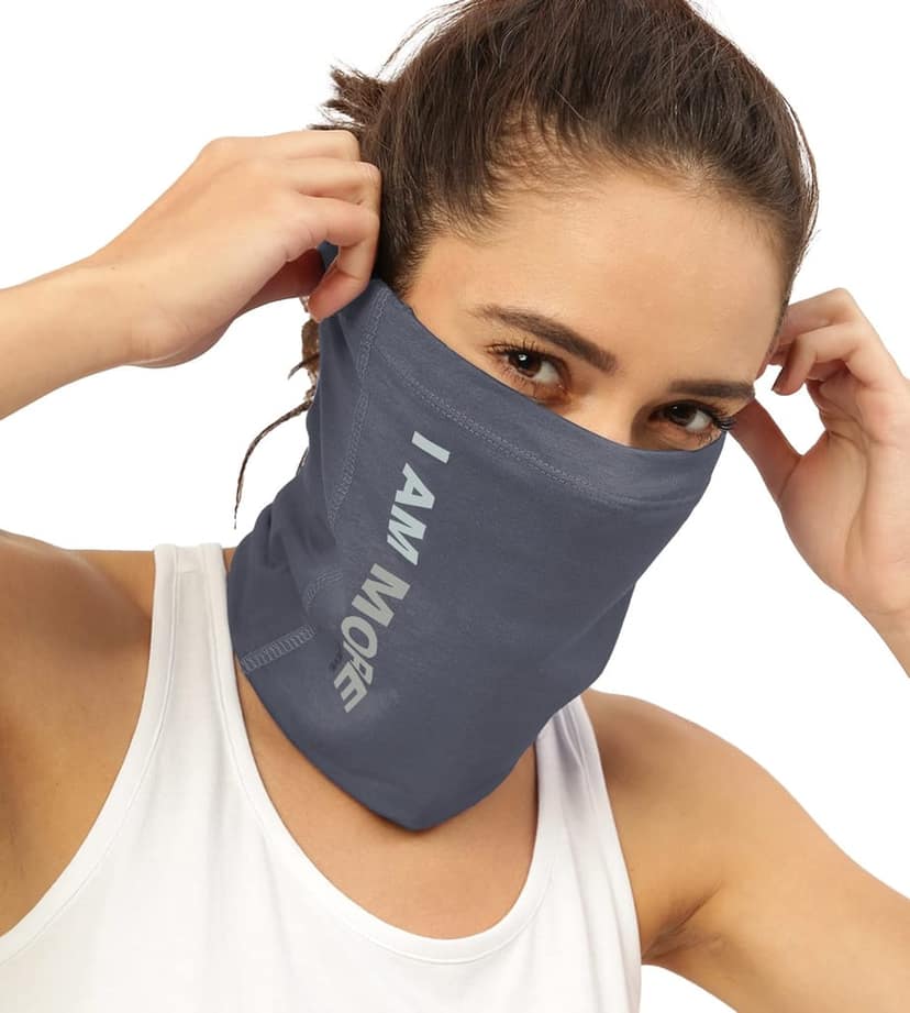 FREECULTR Unisex Bamboo Bandana, Anti Microbial Super Soft & Comfort Fit, Breathable Multipurpose Headband, Face Mask for Dust Protection and Sun - Size Printed Pack of 2-Black, Charcoal view 3