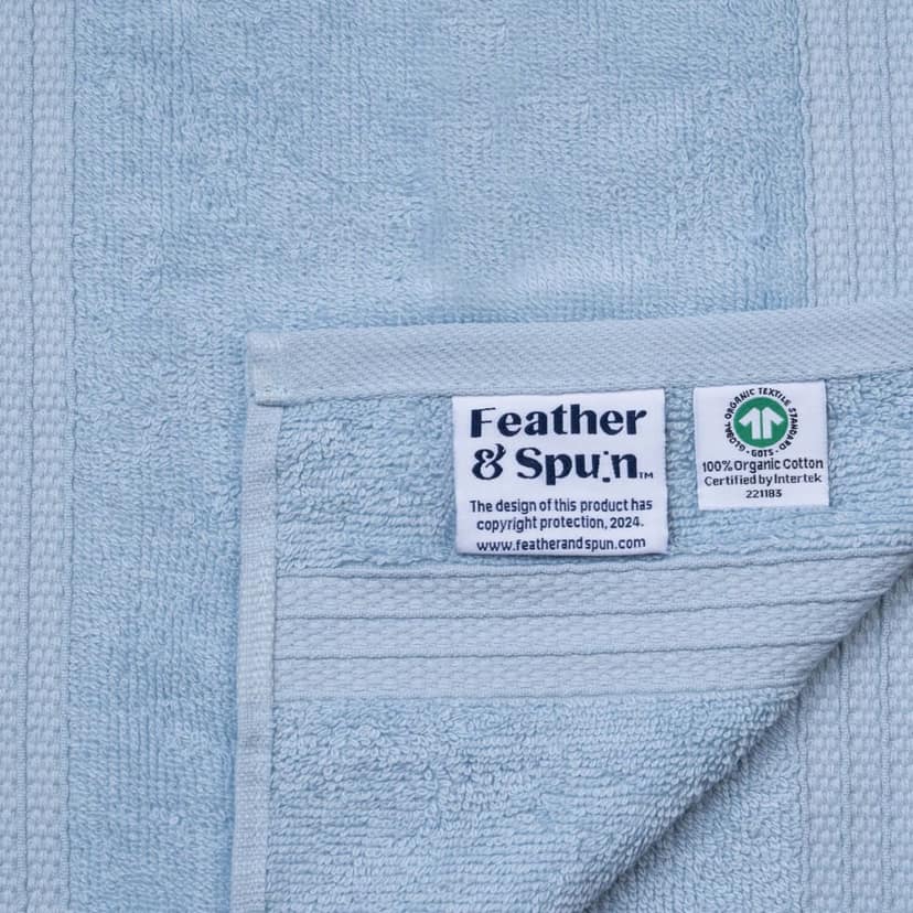 Feather & Spun Organic Cotton Face Towel | Lavender Fragrance | GOTS Certified | Anti Microbial | Fade Resistant | Double Needle Stitch | 550 GSM | 33 cms x 33 cms (Pack of 4) view 3
