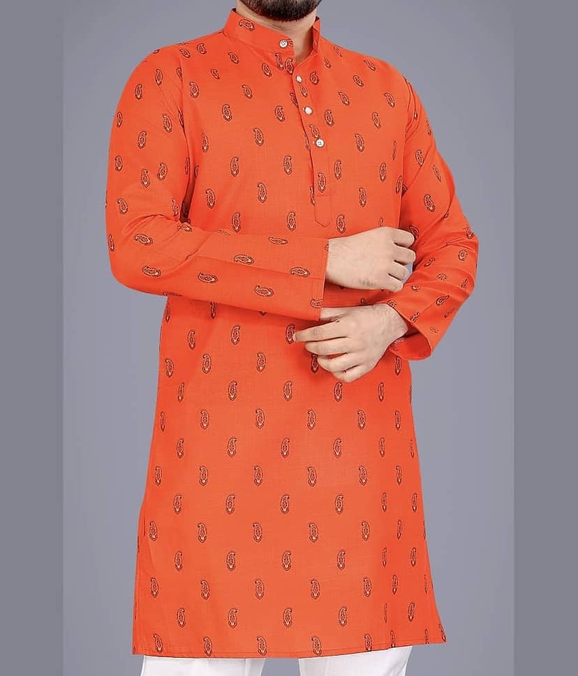 Nofilter Orange Cotton Blend Men's Regular Kurta ( Pack of 1 ) view 2