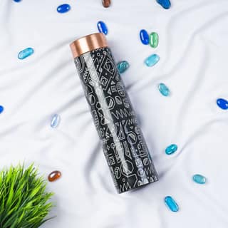 Sowpeace designer 950 ml,copper bottle for kitchen and dining, premium designed bottles as serveware, for gifting. (Handpainted bottle showcasing indigenous artforms)