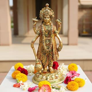 Traditional Brass Vishnu Ji Murti - Puja & Home Decor Idol, Height : 7.5 Inch (BSMAS1250 C)