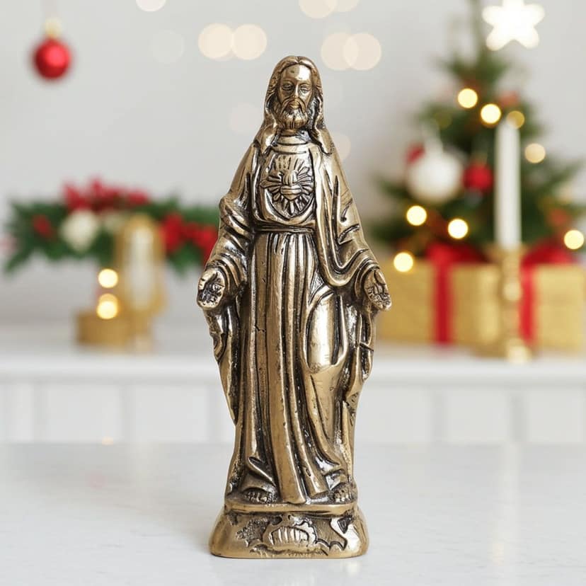 Brass Showpiece Jesus God Idol Statue - Spiritual Christian For Home & Church Decor, Height : 5.6 Inch (BSMAS1768 J)