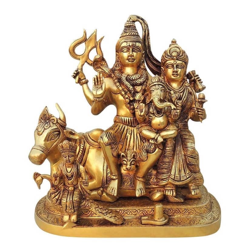 Brass Shiv Parivar God Idol - Spiritual Home Decor, Height : 14 Inch (BSMAS1525 X) view 2