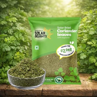 DR. RENGA'S SOLAR DELIGHTS Dried Coriander Leaves | Dry Dhania Leaves | Dehydrated Green Coriander | Natural Herbs | 100g