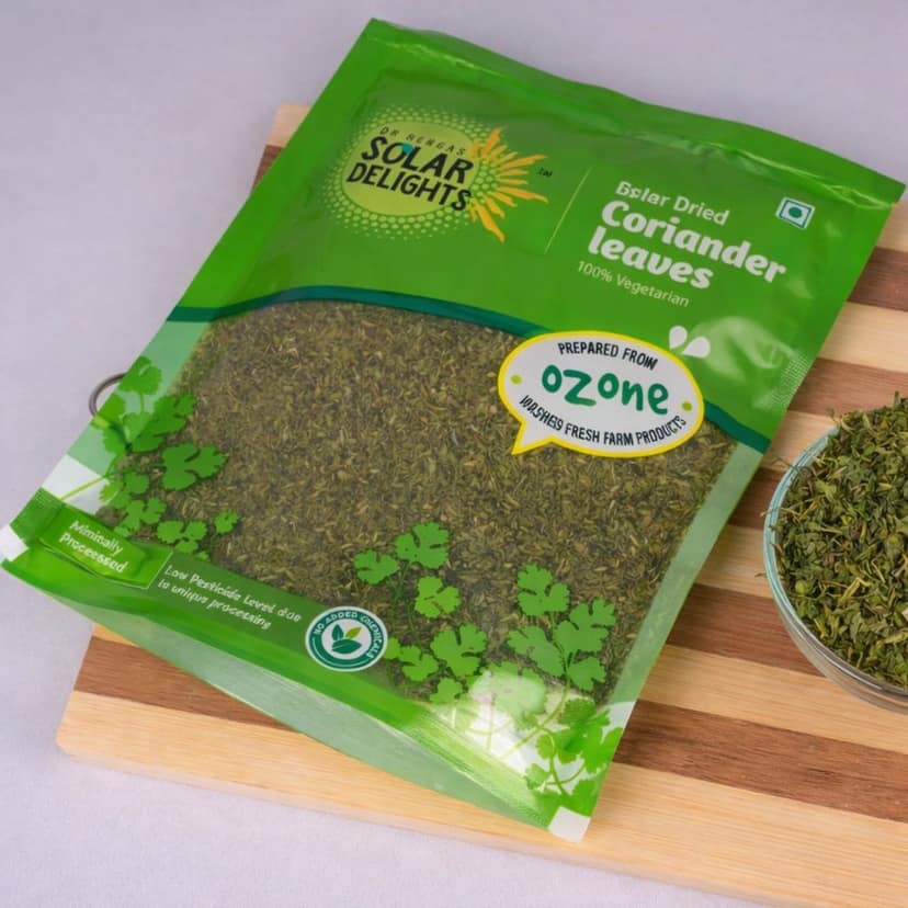 DR. RENGA'S SOLAR DELIGHTS Dried Coriander Leaves | Dry Dhania Leaves | Dehydrated Green Coriander | Natural Herbs | 100g view 5