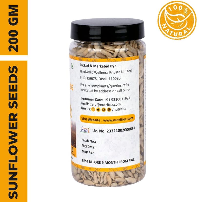 Nutritoz Raw Sunflower Seeds for Eating, Rich in Proteins, Fiber, Calcium, Magnesium and Zinc with many other Health Benefits view 3