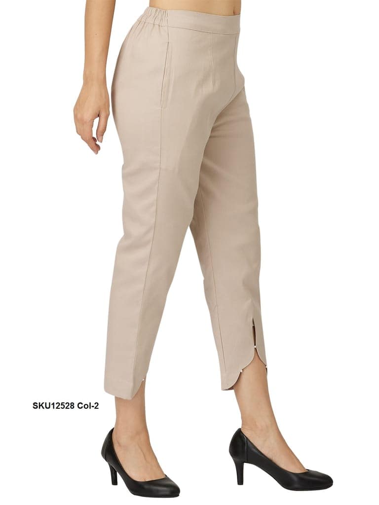 Stylish Dark Blue Cotton Ankle-Length Pants for Women view 8