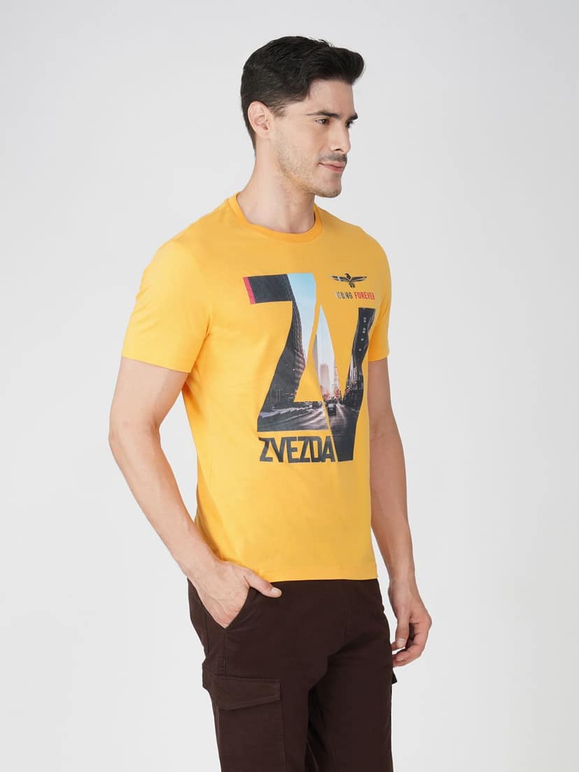 Men’s Casual Graphic Tee Euro Fit-Yellow