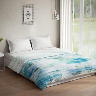 DDECOR - Optima Collection 100% Cotton Abstract Pattern 136TC King Quilt |229 CM X 274 CM| - Turquoise