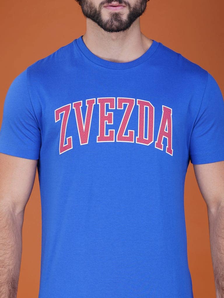 Premium Branded Men’s Cotton Tee-Blue view 4