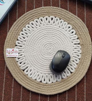 Round table mats cotton placemats (pack of 2) | Dining table mats 14", Heat Resistant, Reversible Use (Payal) by Bulky Santa