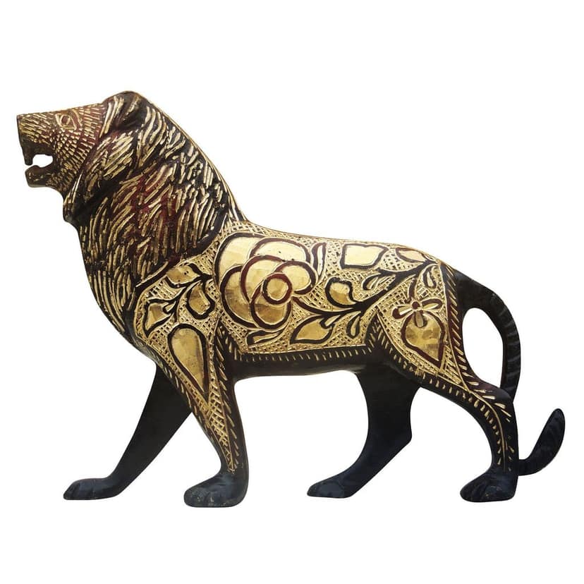 Premium Brass Lion Home Decorative Showpiece Statue � Handcrafted Finish, Height : 6 Inch (ANMAS179 B) view 2