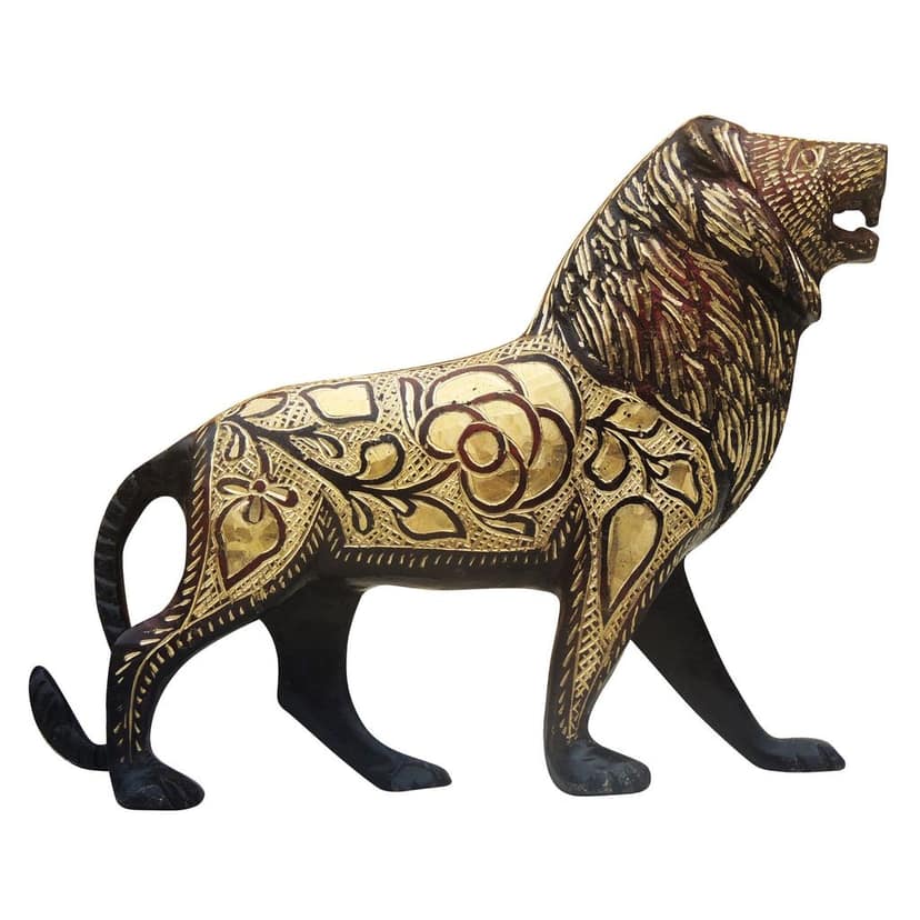 Premium Brass Lion Home Decorative Showpiece Statue � Handcrafted Finish, Height : 6 Inch (ANMAS179 B) view 3