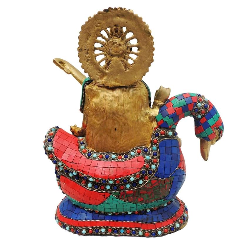 Brass Saraswati Statue - Handcrafted Home Decor Idol, Height : 12 Inch (BSMAS522) view 4