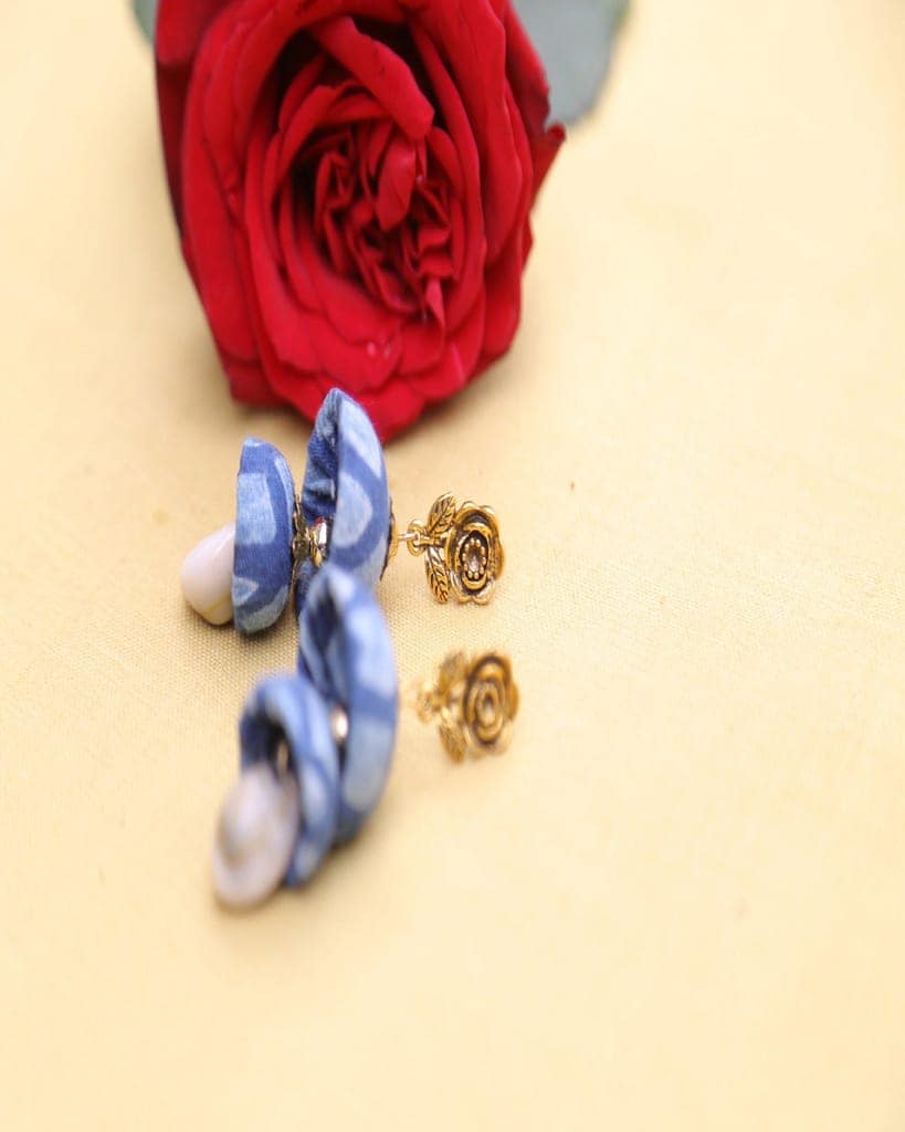 Rose Indigo Handcrafted Classy Jhumka Earrings view 3