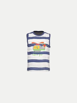 Boys White Striper Tanktop