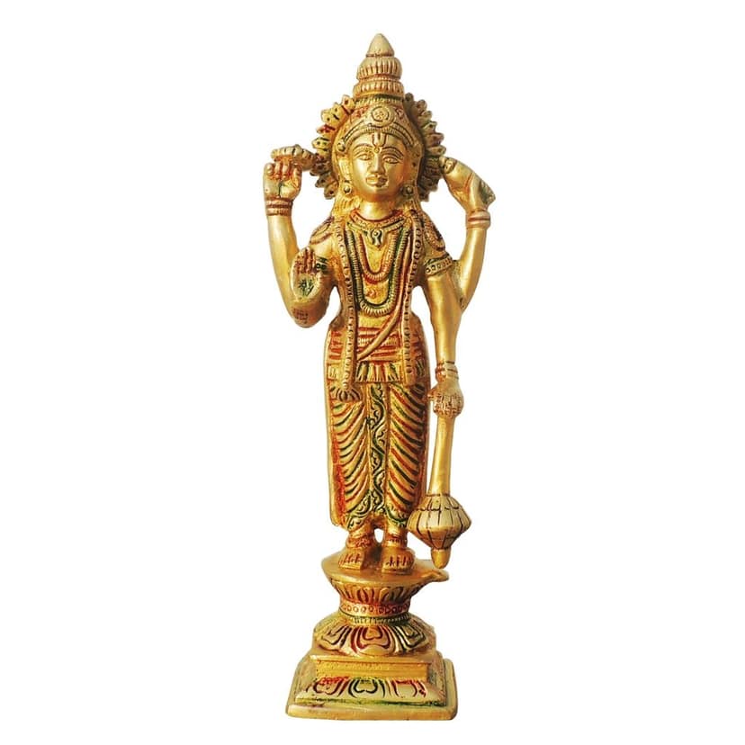 Traditional Brass Vishnu Ji God Idol - Home Temple Showpiece, Height : 9.6 Inch (BSMAS1575 V) view 2