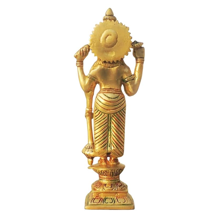 Traditional Brass Vishnu Ji God Idol - Home Temple Showpiece, Height : 9.6 Inch (BSMAS1575 V) view 3