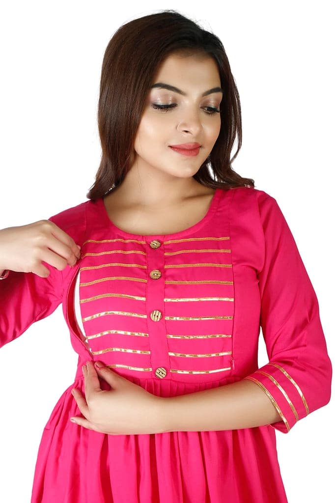 MAHIRA 'S COMFORT Maternity Gown: Stylish Rayon Feeding Kurti for Pregnancy and Breastfeeding view 4
