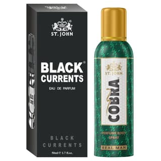 ST-JOHN Cobra Deodrant No Gas Real Man 100ml & Black Current 50ml Perfume Combo Pack Perfume Body Spray - For Men & Women (150 ml, Pack of 2)