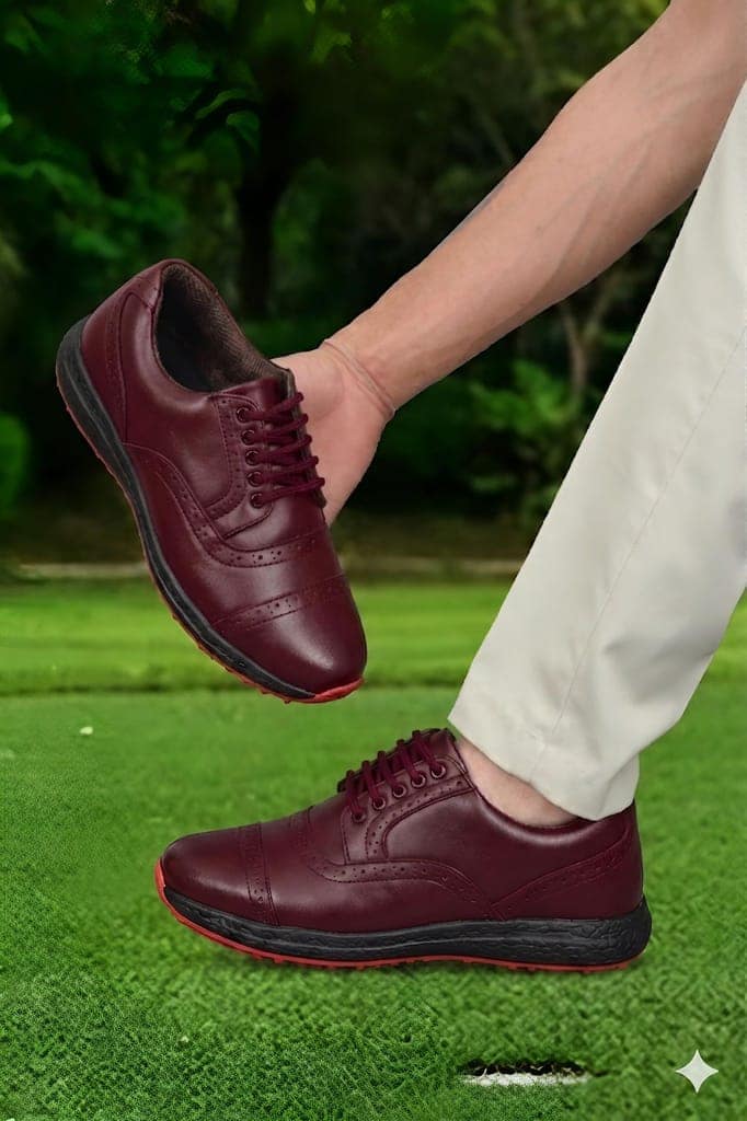 HITCARO® Men's Genuine Leather Lace-up Professional 100% Waterproof Premium Gold Golf Shoes PR-5407 view 4