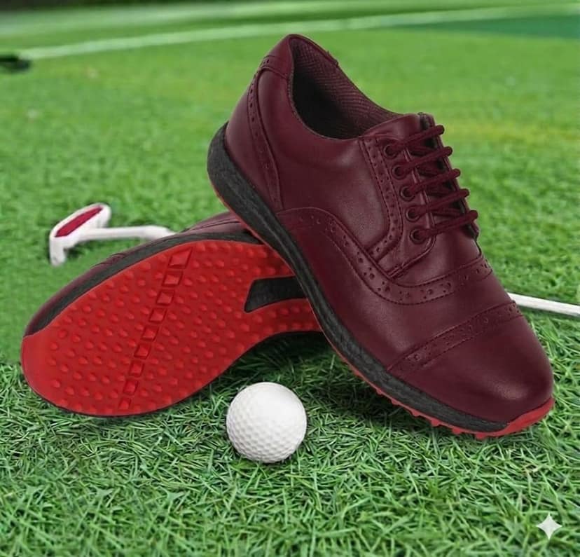 HITCARO® Men's Genuine Leather Lace-up Professional 100% Waterproof Premium Gold Golf Shoes PR-5407 view 5