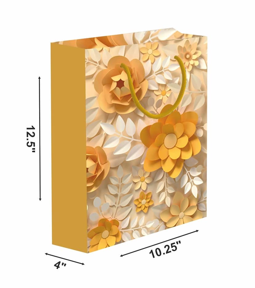 Premium 200 GSM Matt Lamination 3D Flower Paper Gift Bags, Ideal for Birthday Return Gifts, Wedding Gifts, & Gifting on Special Occasions (Size: 12.5 x 10.25 x 4 inch) - 12 view 2