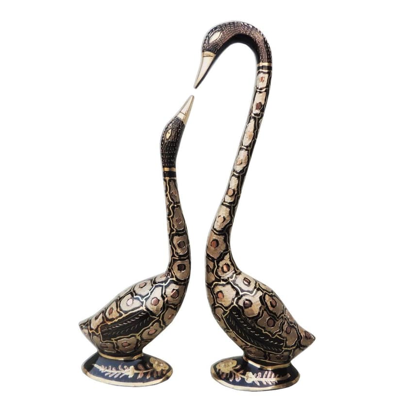 Brass Decorative Showpiece Duck Pair Statue For Home Decor, Height : 12.5 Inch (ANMAS214 C) view 2