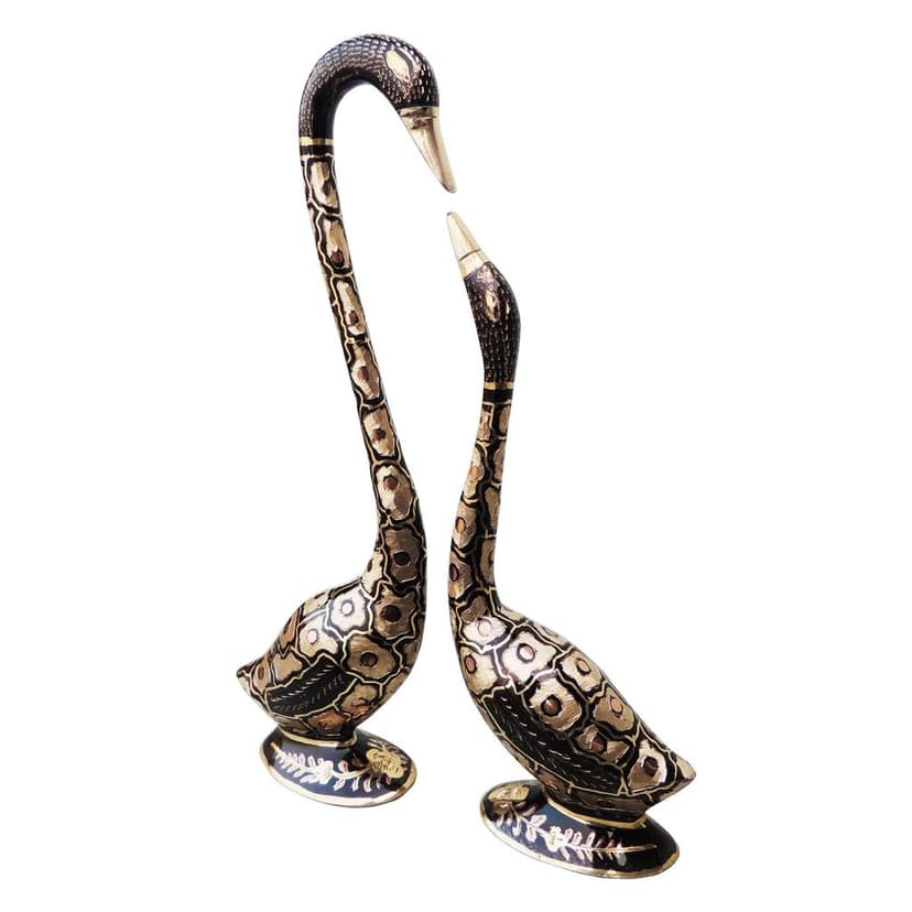 Brass Decorative Showpiece Duck Pair Statue For Home Decor, Height : 12.5 Inch (ANMAS214 C) view 3
