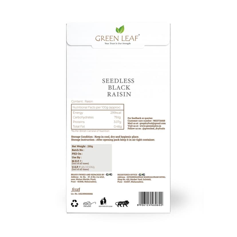 GreenLeaf Black Raisin Seedless - 250g view 3