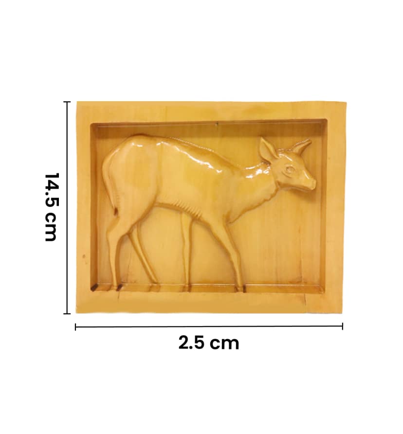 Hand-Carved Wooden Deer Frame Wall Hanging ( small size ) view 5