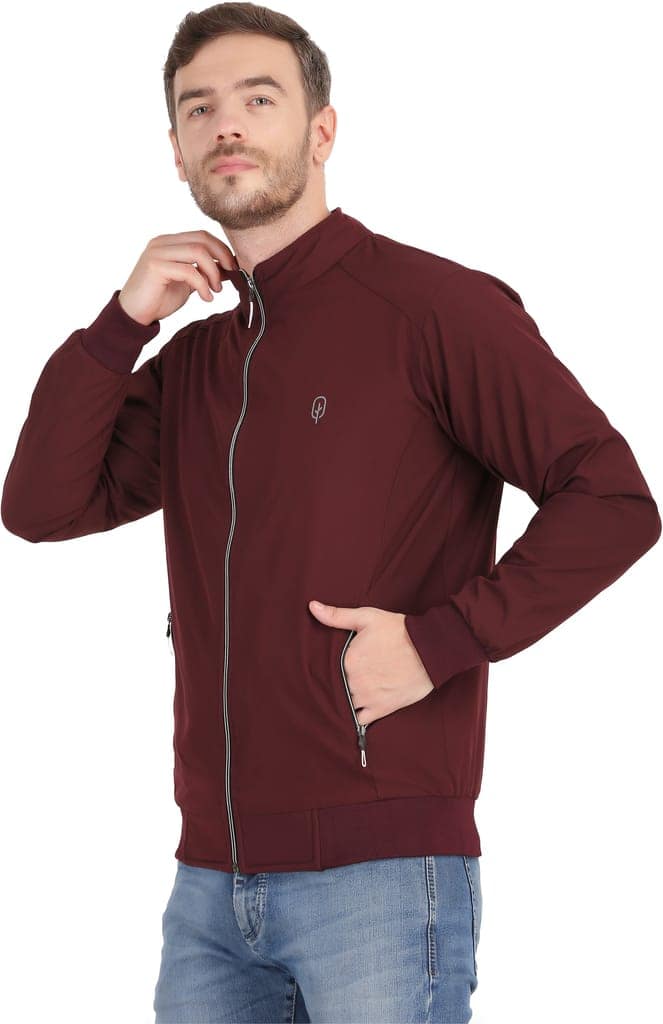 BlueFicus Men's Travel Polyester Solid Plain Sports Summer Gym Workout Running Travel Trekking and Sunscreen jacket for Men Boys Winter Casual Wear (White) view 3