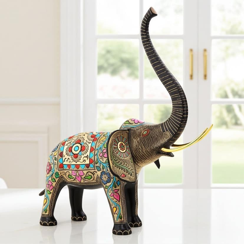 Brass Showpiece Elephant Statue, Height : 24 Inch (ANMAS242 A) view 2