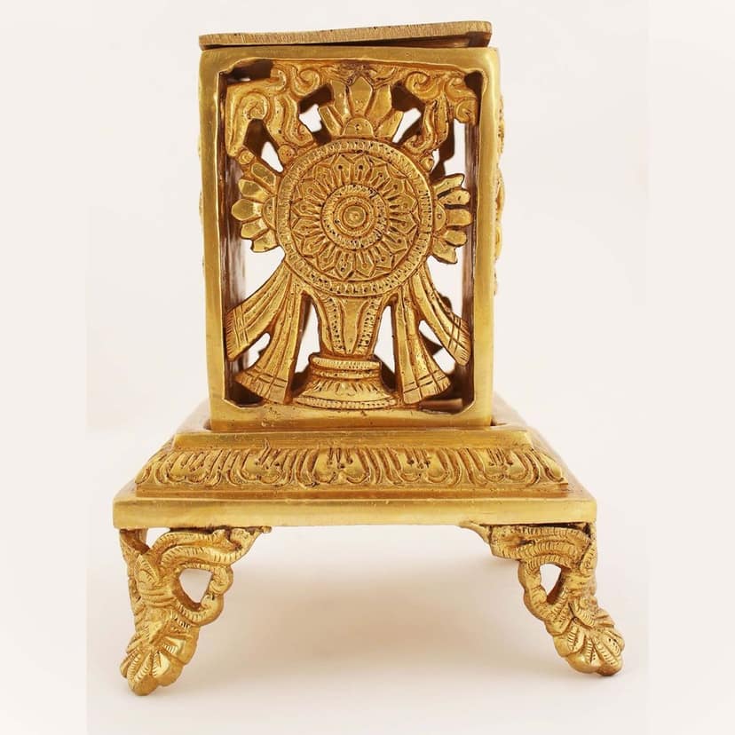 Brass Chowki for God Idol Statue - Traditional Handcrafted Base, Length : 4.7 Inch (BSMAS1636 C) view 2